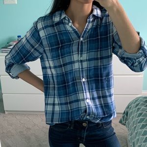 blue and white flannel